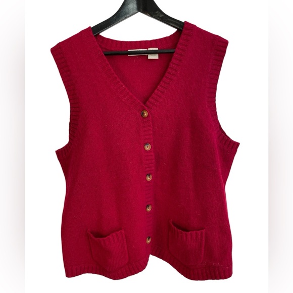 Orvis 100% Shetland Wool Red Vest with pockets - Picture 1 of 6